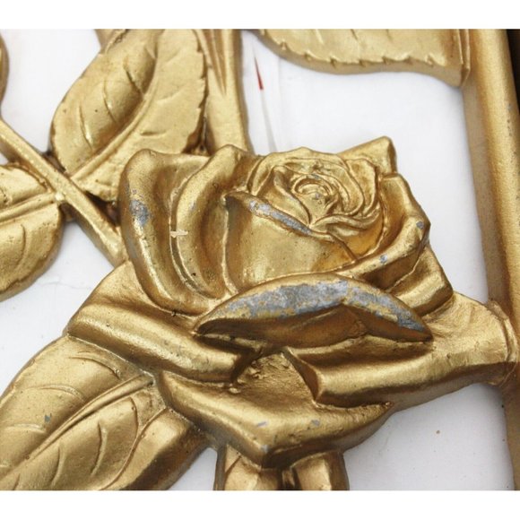 Vtg Midwest 4 Seasons Metal Set Wall Decor Plaque Metal Dogwood Rose Holly Flowe - Picture 9 of 15